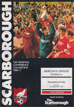 Scarborough v Tranmere Rovers Match Programme 1987-09-05